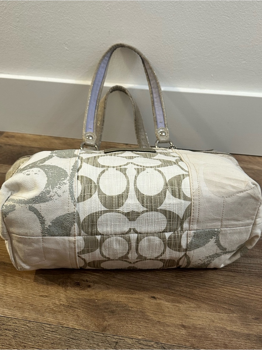 Coach Poppy Glam Patchwork Signature Tote Bag Style 16926 Metallic Canvas - Picture 10 of 10